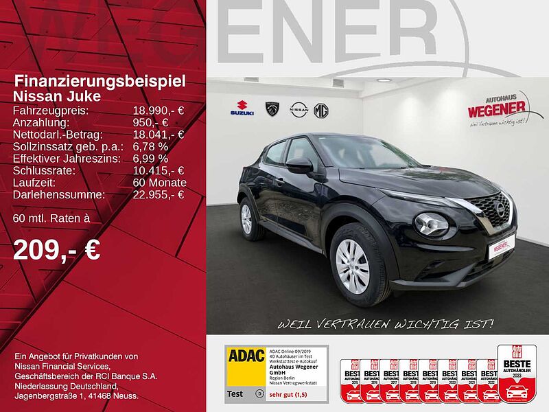 Nissan Juke VISIA 1.0 DIG-T 114PS 6MT Sportsitze LED Bluetooth®-Schnittstelle für  Mobiltele