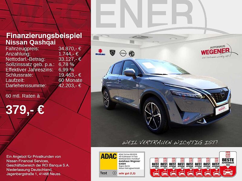 Nissan Qashqai TEKNA 1.5 VC-T e-POWER Heckklappe elektrisch Head-up-Display LED-Beleuchtung inn