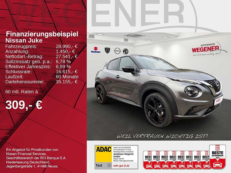 Nissan Juke 1.0 DIG-T 114PS 7DCT (AT) TEKNA 360° Rundumsicht  Sitzheizung-vorne 19'LM-Felgen